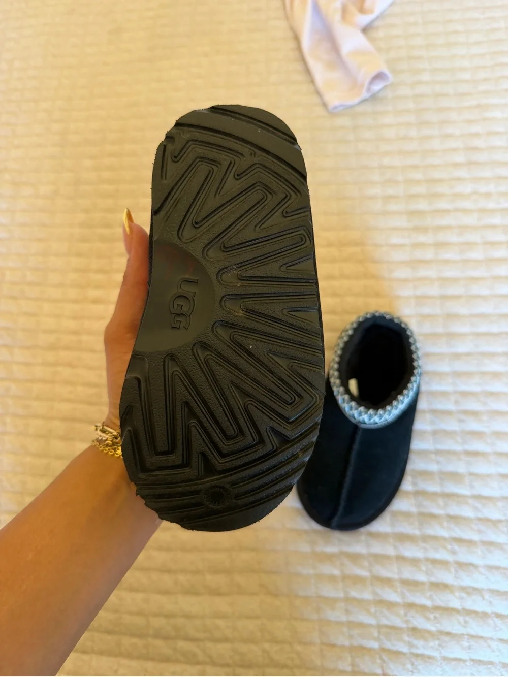 UGG Kids Black Slip-On Mule with Decorative Trim